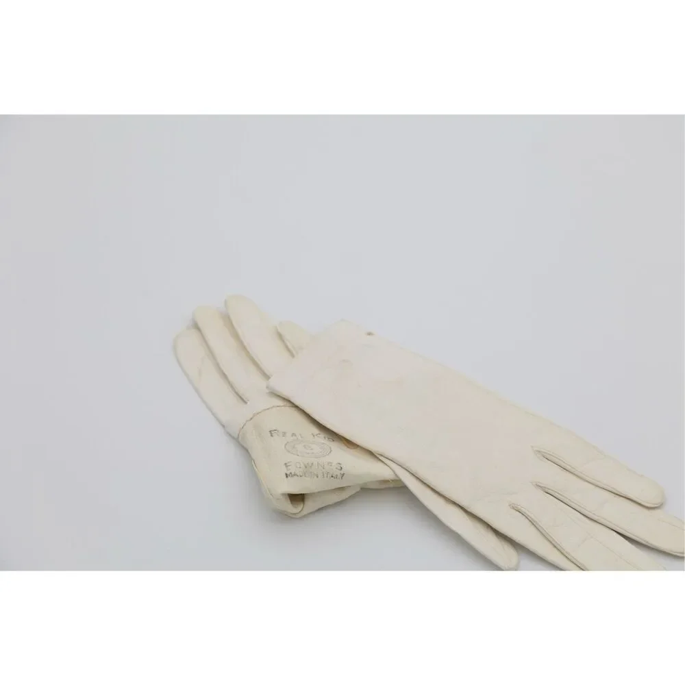Vintage 1950s‎ Fownes Kid Leather Gloves Women’s Size 6 Made in Italy Ivory